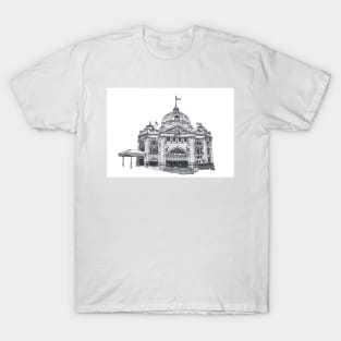 Flinders Street Station Melbourne. Hand Drawn Pen and Ink T-Shirt